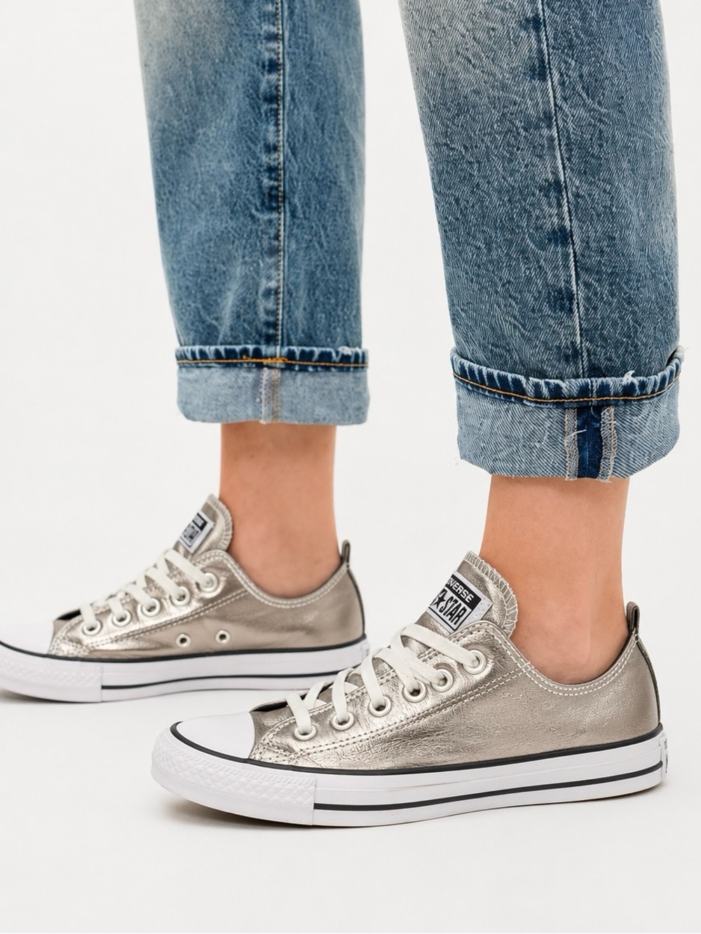 Converse Metallic Leather Gold Low-Top Sneakers